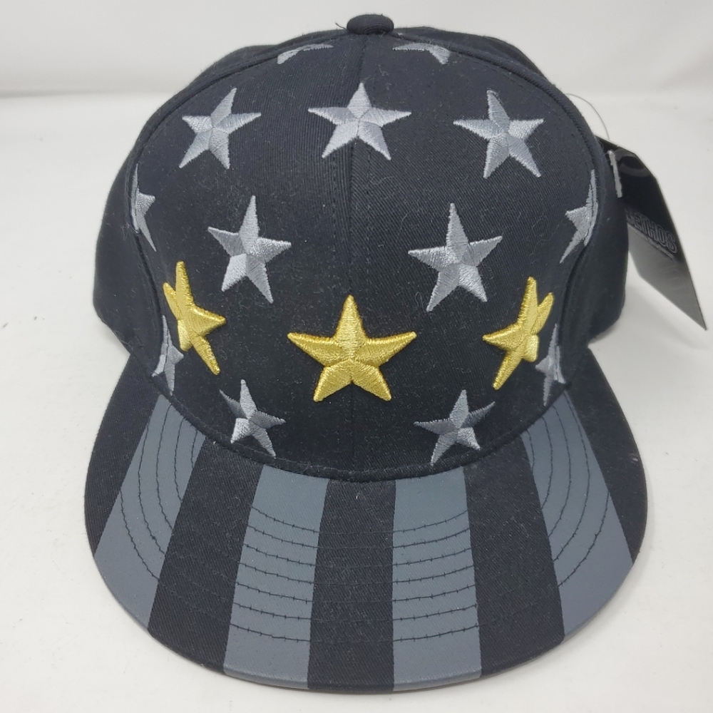 KBethos Big Stars Snapback One Size Black/Gold Stars Trucker Hat NWT